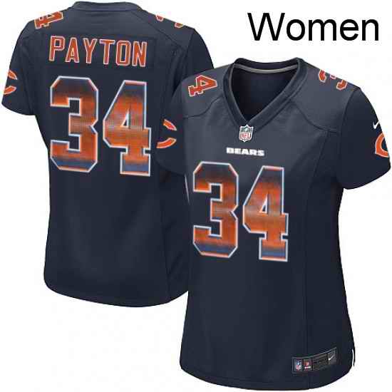 Womens Nike Chicago Bears 34 Walter Payton Limited Navy Blue Strobe NFL Jersey